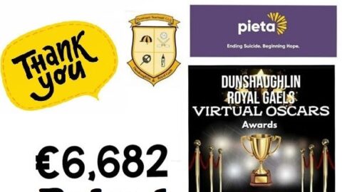 €6682 Raised by our Senior Ladies in aid of Pieta house in their Virtual Oscars Challenge.WELL DONE LADIES.